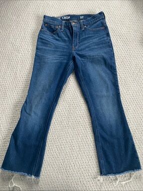 JCrew Billie Demi Boot Crop Dark Wash Flare Jeans, 27